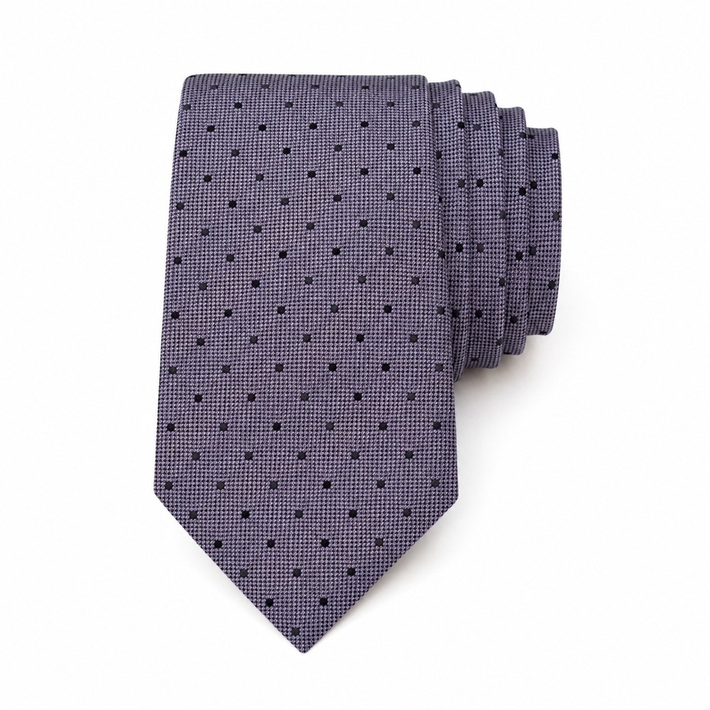 Ermenegildo Zegna 100% Silk Tie Purple Polka Dot Micro Weave Made in Italy